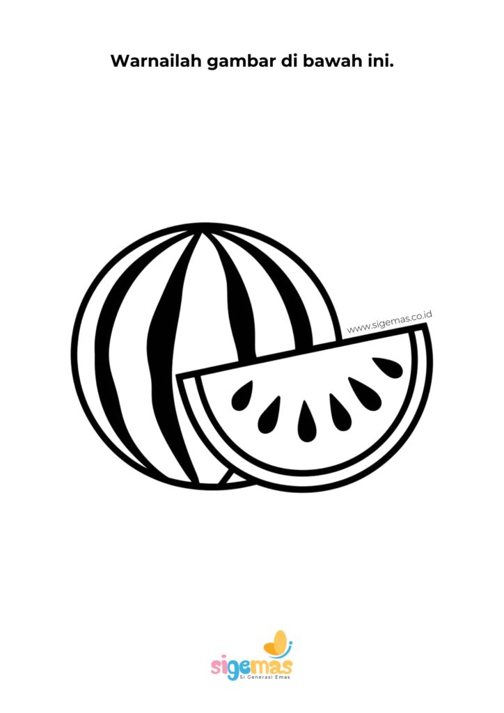 Mewarnai Gambar Buah Semangka - Sigemas